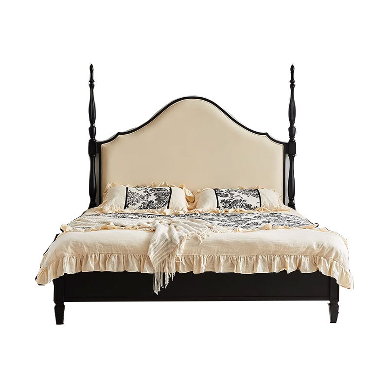 Danvas francesa cama de madera maciza cama retrógrada cama doble cama ligera francesa medieval dormitorio cama 1.8m