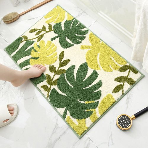 Ins Leaf Fake Cashmere Rugs Home Bedroom Bedside Soft Pad Anti-Slip Absorbent Living Room Sofa Coffee Table Mat
