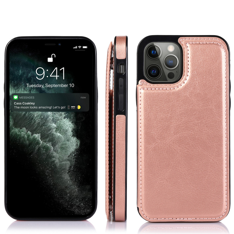 Suitable for Apple 14 magnetic card holder mobile phone case 13pro card holder mobile phone case 14pro solid color side veneer mobile phone case
