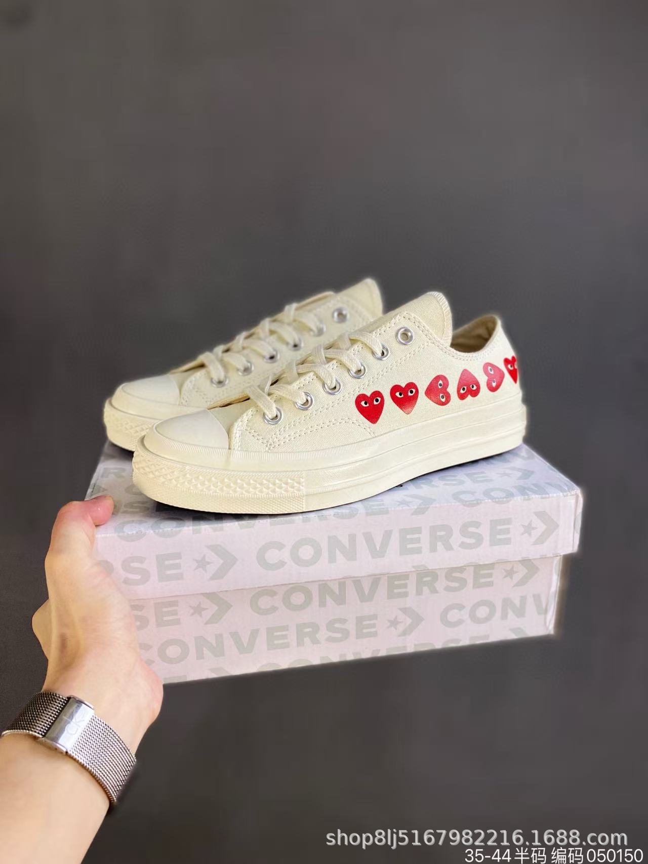 Chunyuan 1970s Kawakuba Ling amor CDG alto bajo grupo pareja zapatillas deportivas para hombres y mujeres jugar zapatos de lona image 12