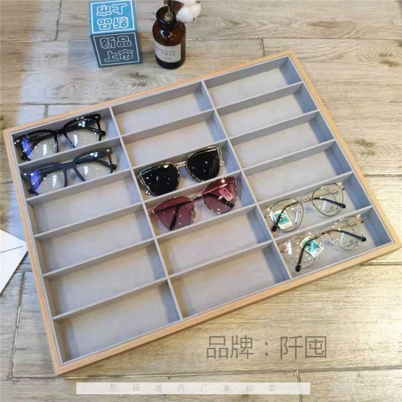 도매 안경 가게 카운터 단단한 나무 안경 선반 안경 소품 전시 상자 카운터 장식 트레이 선글라스 컬렉션
