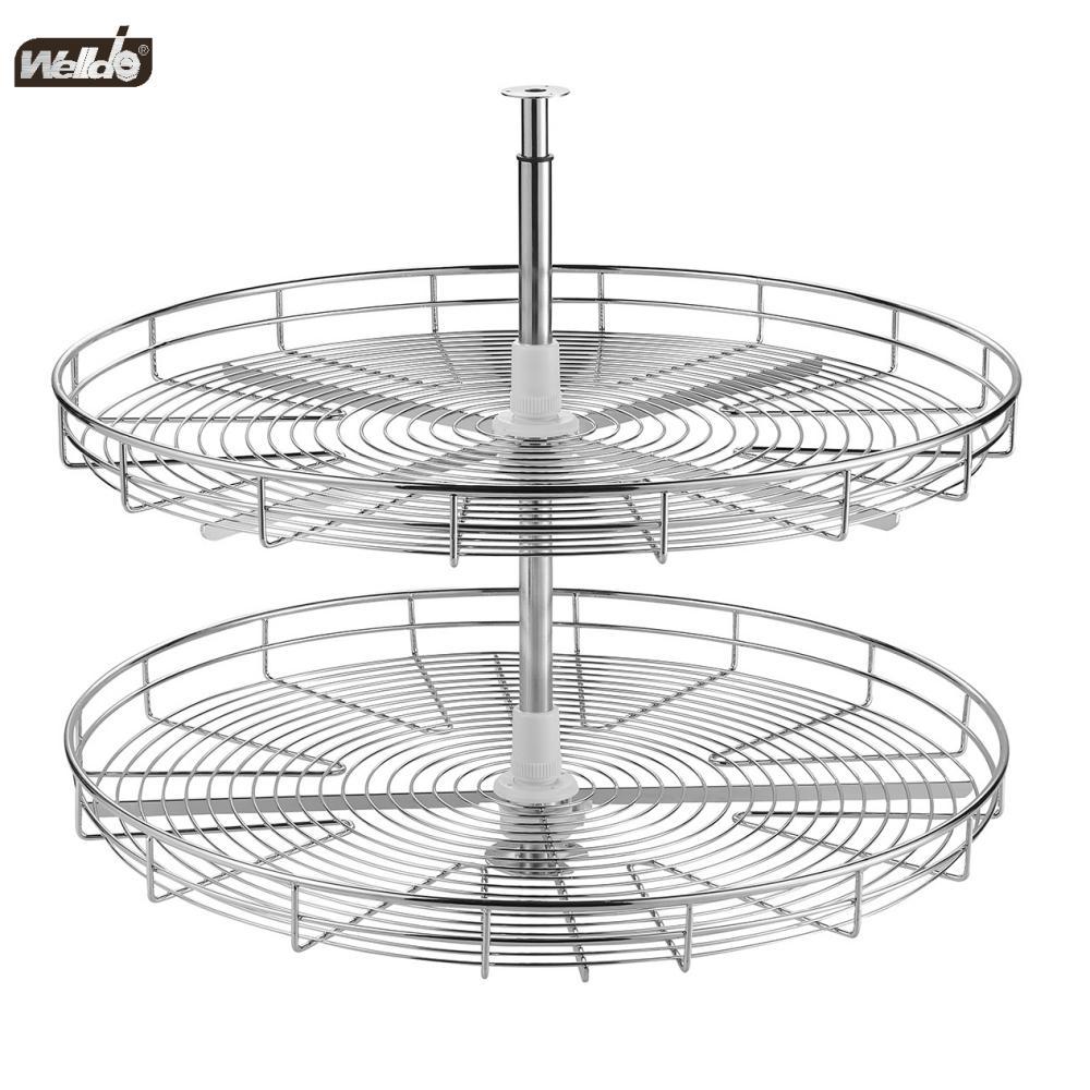 Welldo纬东 橱柜转角转盘拉篮橱柜双层360°转盘置物拉篮