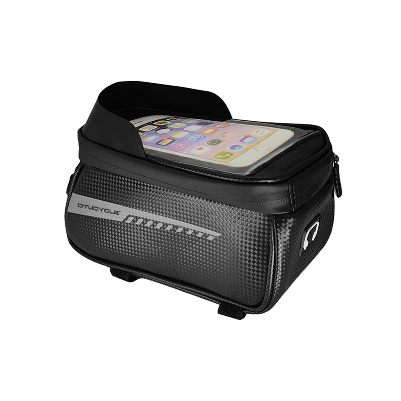 Bicicleta de carretera de montaña, pantalla táctil TPU, bolsa colgante de tubo superior, almacenamiento de gran capacidad, bolsa de viga delantera de bicicleta impermeable de cuero PU