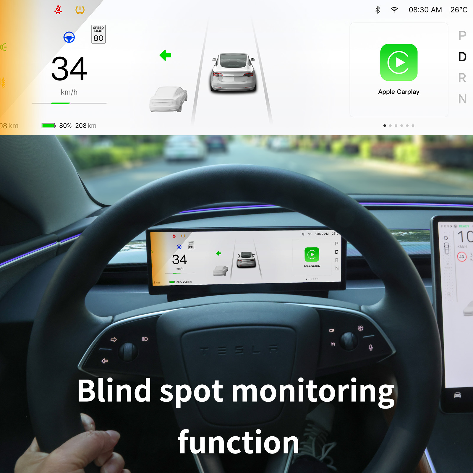 Suitable for Tesla Model 3/Y Car Display Screen 10.88, Does Not Block the Air Outlet, Supports Carplay, in Stock