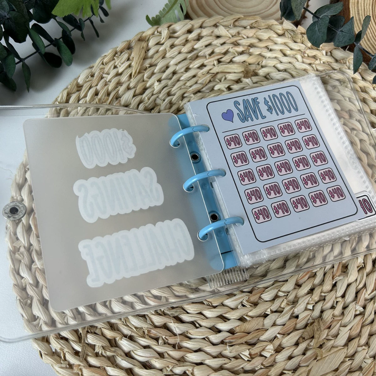 Мини-папка-блокнот для сбережений, ПВХ прозрачная обложка, 8,5×10,5×2 см, 12/25 страниц