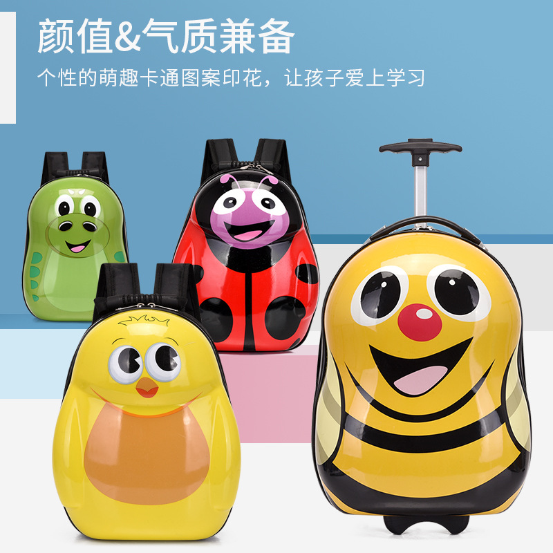 2023 Children's Trolley Case Men's and Women's Small Luggage Eggshell Universal Wheel 3D Cute Suitcase Children's Backpack