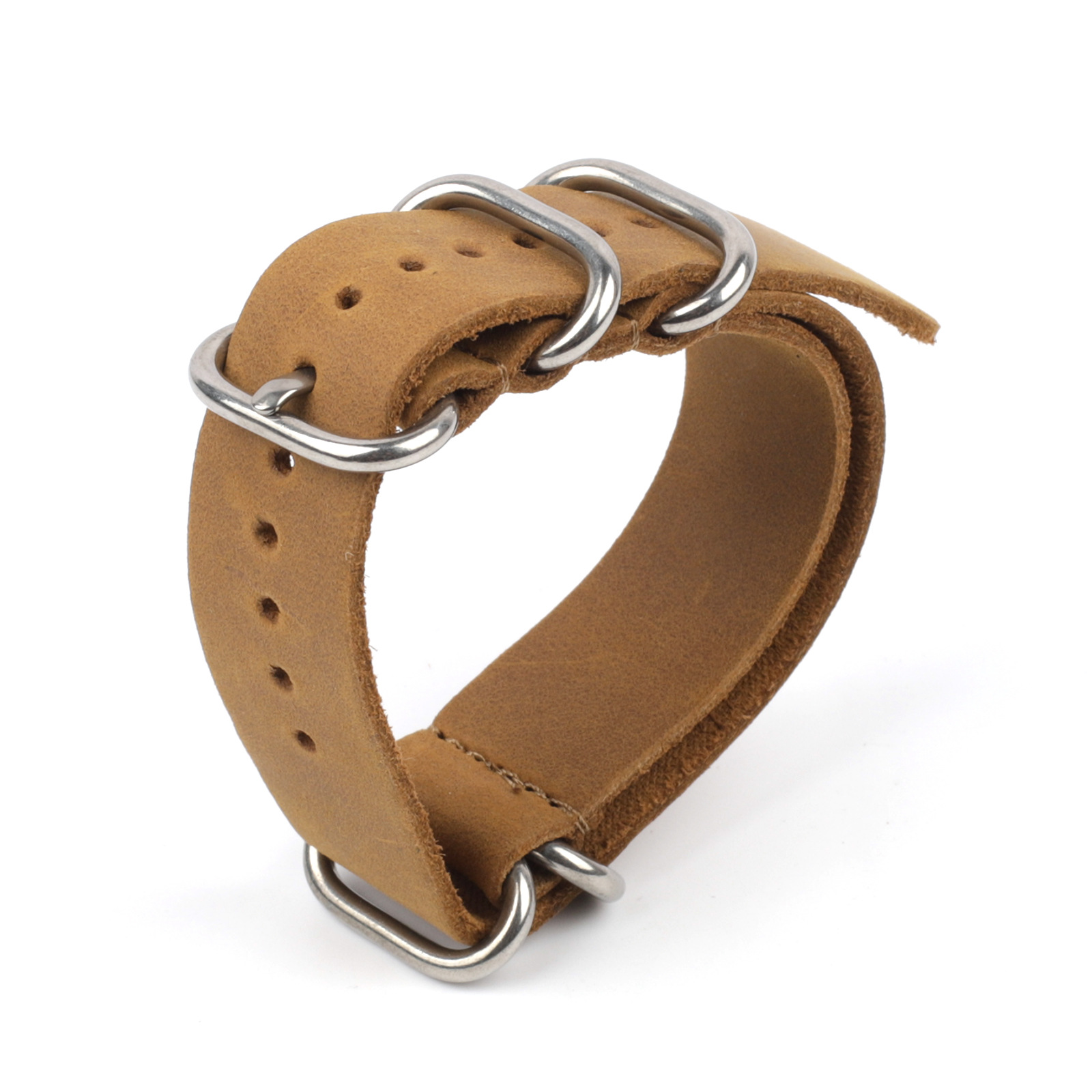 Correa de reloj de piel de vaca de cinco anillos 18 20 22 24mm explosión grieta hombres reloj correa de cuero genuino correa de reloj