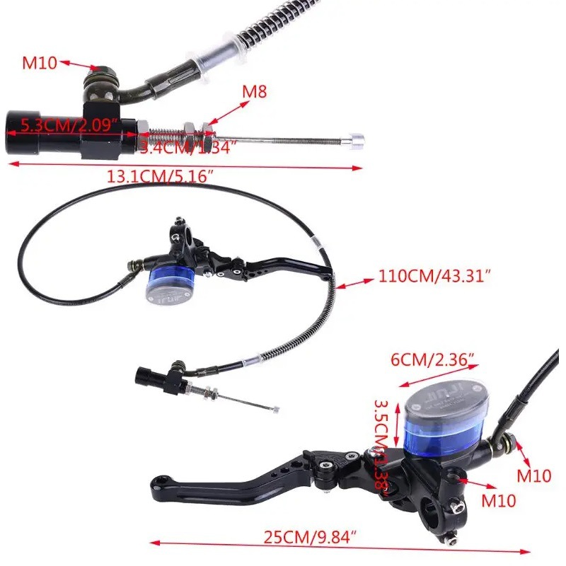 M10x1.25 aluminum motorcycle hydraulic clutch master cylinder rod brake pump suitable for off-road motorcycle ATV