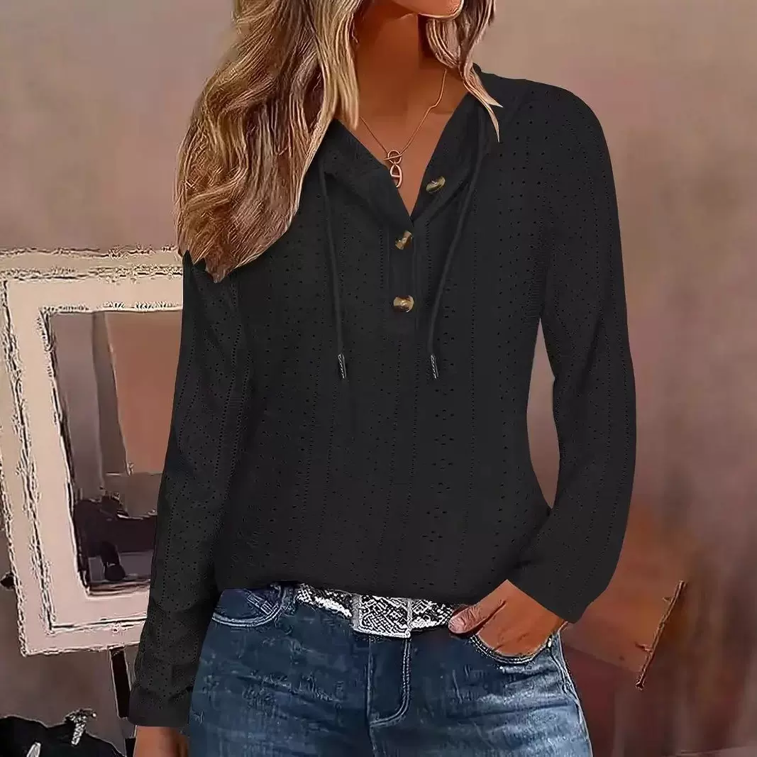 2025跨境欧美大码女装亚马逊爆款纽扣长袖t恤