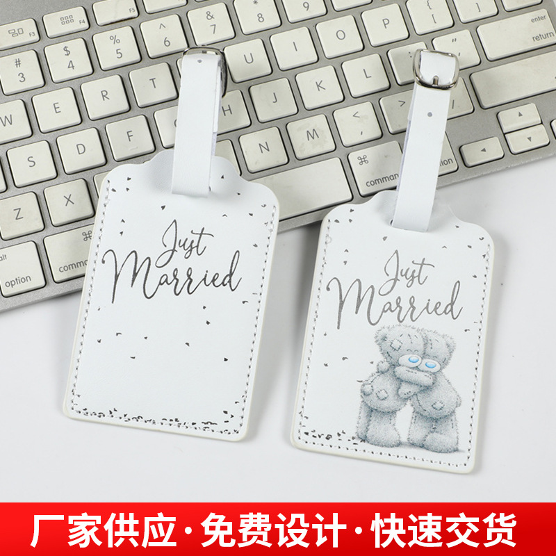 PU小熊行李牌皮革可爱卡通防水托运标识行李牌登机牌分类牌件挂牌