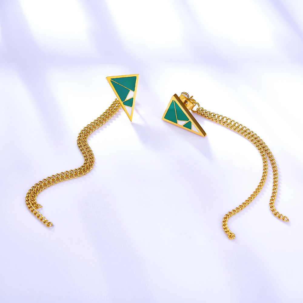 13g Weight Drop Earrings Classification 1 Pair Quantity Daily Occasion Stainless Steel Material Rhombus Pattern Women'S Gender Plating Design Fashion Style Fashion Rhombus Stainless Steel Plating Drop Earrings 1 Pair 30