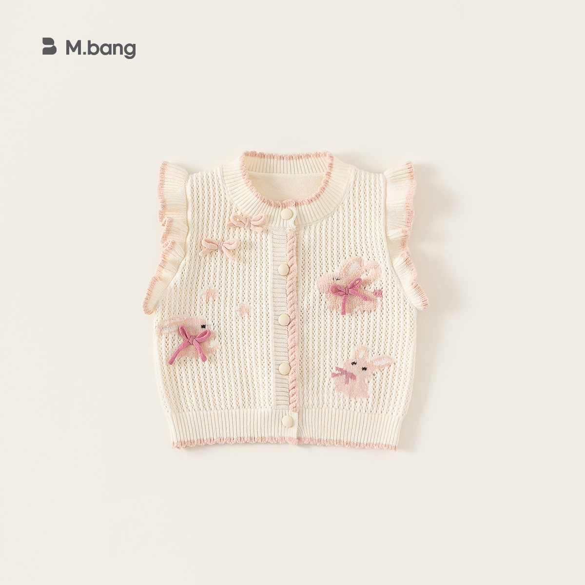 Youbao ropa para niños suéter de primavera para niñas suéter de manga voladora para niños chaleco de lazo de conejo dulce para niñas