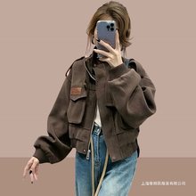 感小个子女士短外套女装2025新款春秋棒球服洋气工装夹克上衣