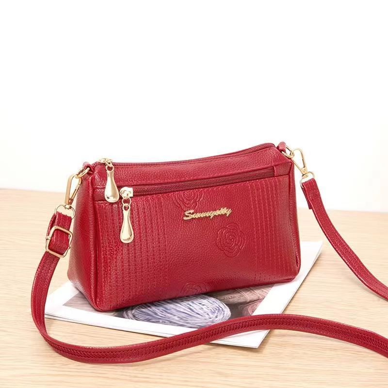 Casual Ladies New Large Capacity Shoulder Bag Messenger Bag Handbag Mom Bag Women's Foreign Style Solid Color Multi-layer