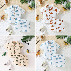 跨境電商2024夏季紳士套裝單排扣子+短褲時尚百搭兩件套