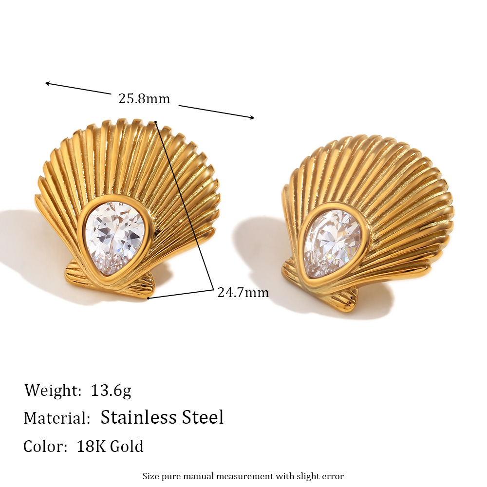 Micro Inlaid Shell Stainless Steel Earrings
