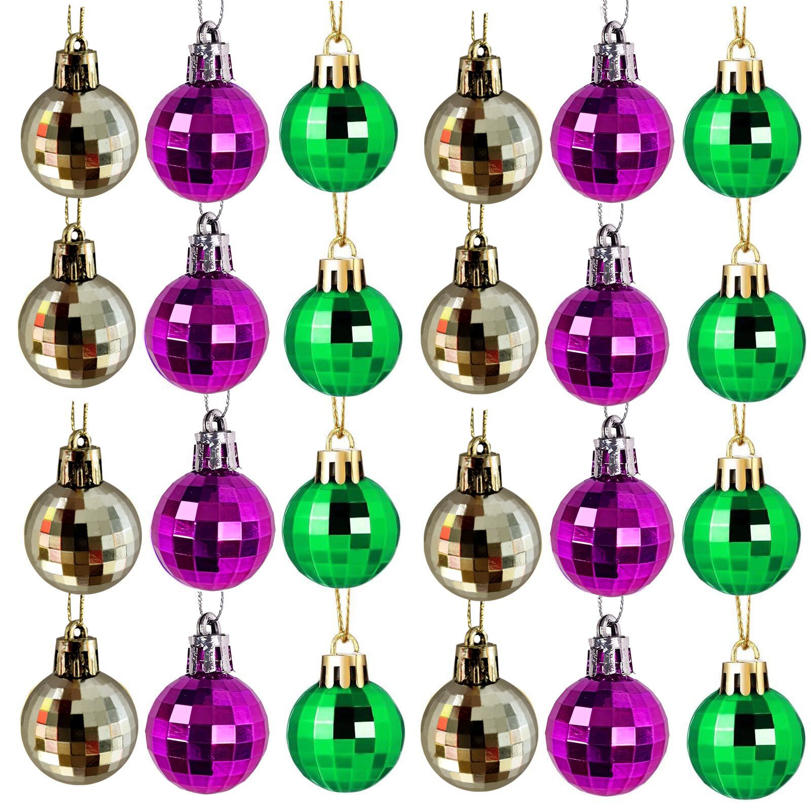Bolas de Navidad de carnaval 3cm 24 conjuntos de bolas de espejo brillantes de decoración de atmósfera colgar bolas