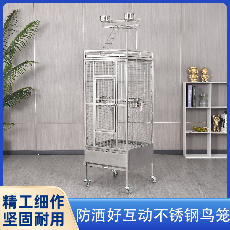 Extra Large Stainless Steel Birdcage Large Peony Xuan Feng Parrot Large Cage Luxury Parrot Splash-proof Birdcage