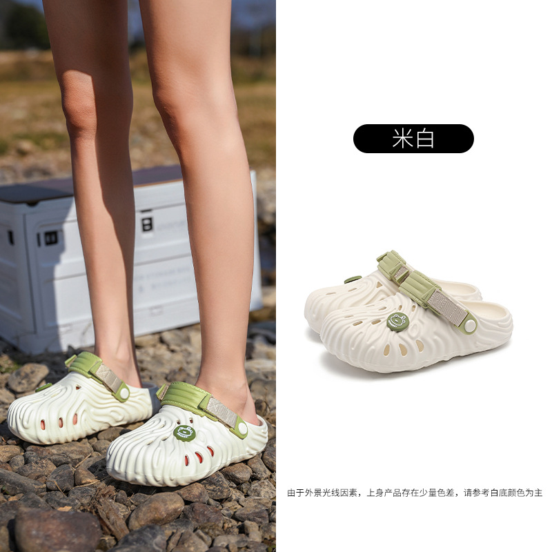 Marca de moda huellas dactilares agujeros zapatos de mujer verano versátil deslizante sandalias de suela gruesa pareja personalidad sandalinas de playa