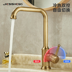 Cross-border antique full copper kitchen faucet household sink wash basin countertop cold and hot splash-proof faucet wholesale