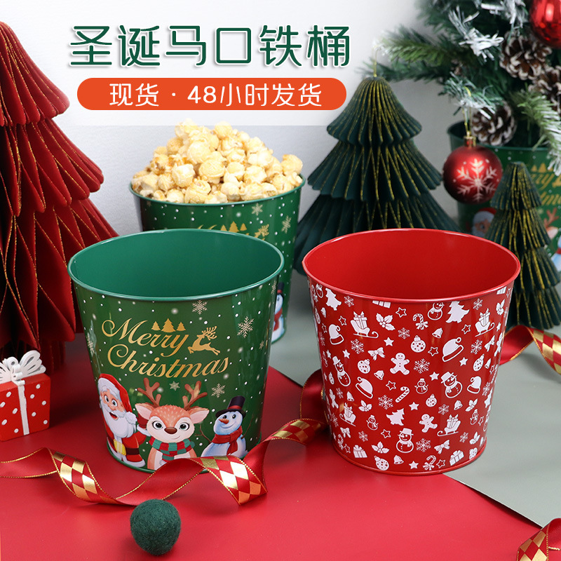 厂家直销现货3L爆米花零食桶 创意圣诞款马口铁冰桶 玩具桶加厚