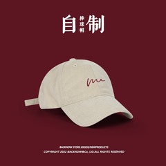 版本がいいですねオリジナルデザインの大頭囲鴨舌帽男日本系韓国語アルファベットファッションレトロ野球帽女