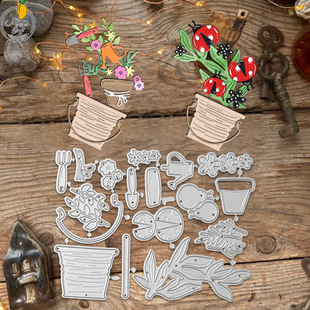 Cross-Border Exclusive Original Cutting Die for Journal Decoration, Flower Planting Tools, Pattern Handmade Paper Art Embossing Carbon Steel Die