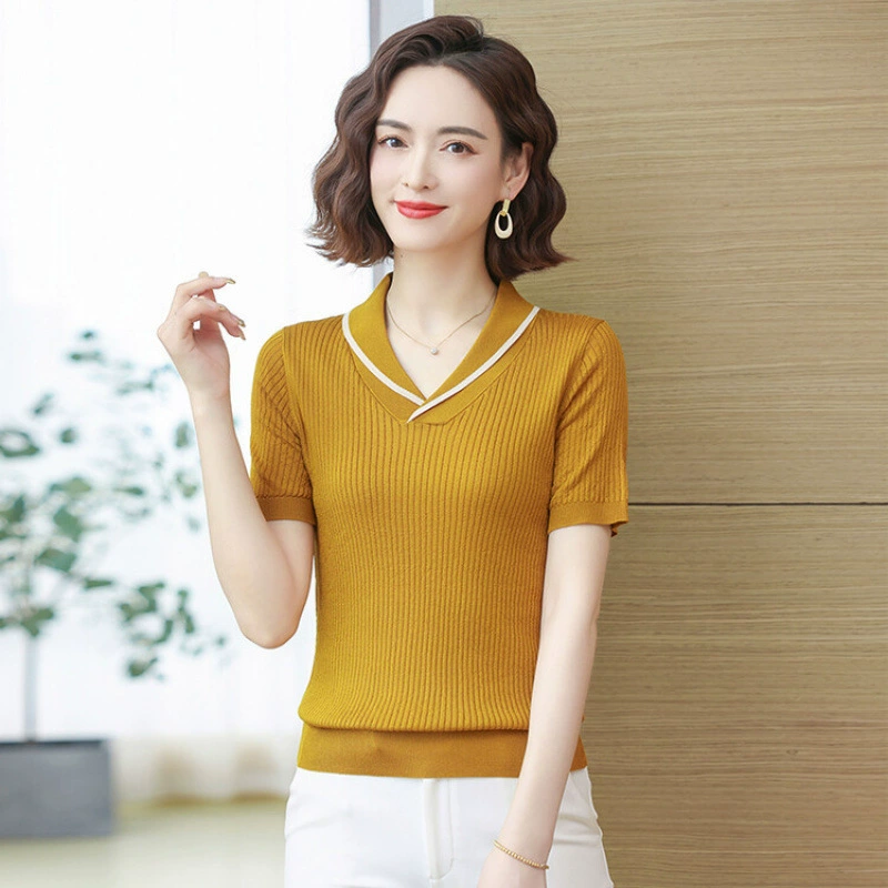 Высококачественная брендовая футболка из шелкового шелка с короткими рукавами, женская летняя новинка 2025 года, свободный и облегающий топ с юбкой