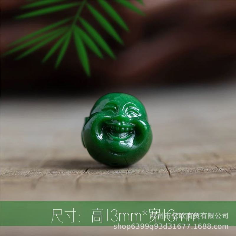 翡翠干青祖母绿饰品配件回纹雕刻佛头串珠复古风diy手串材料批发|undefined