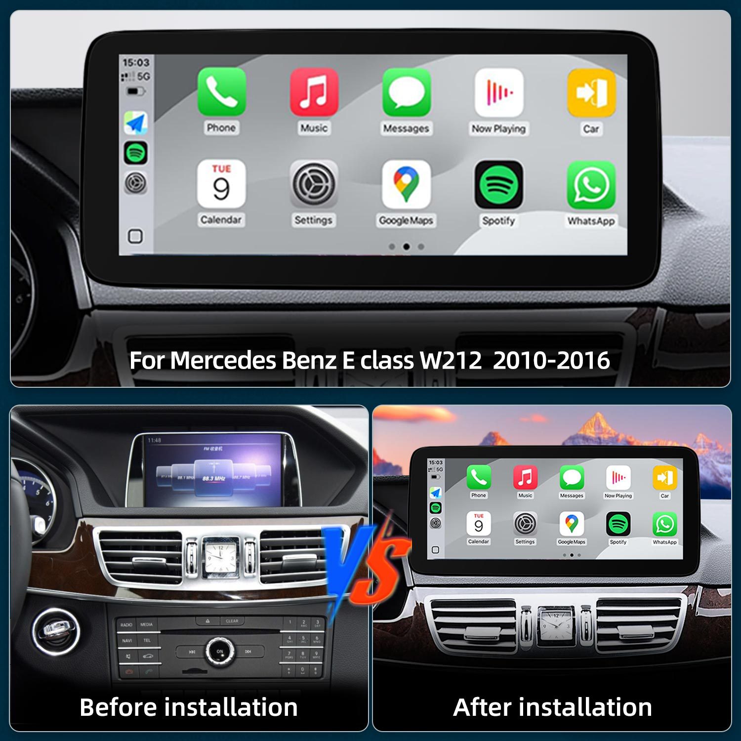 12..3 inches suitable for Mercedes-Benz E-Class W212 car central control large-screen GPS navigation radio 2