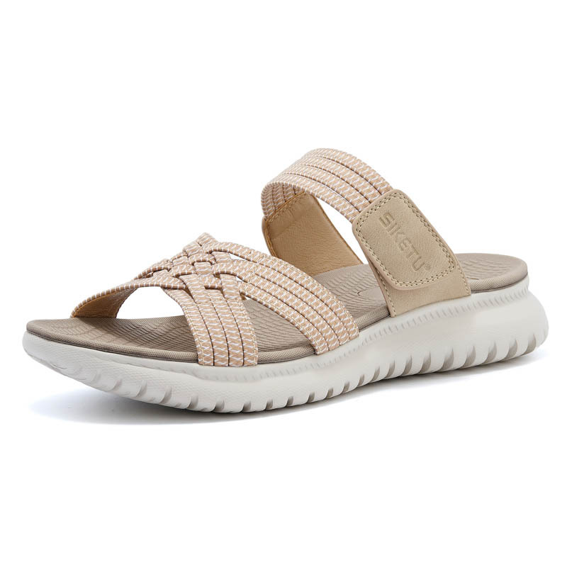 Dép sandal nữ thể thao quai chữ V co giãn đế nhẹ — Màu đen, Màu xám, Màu mơ