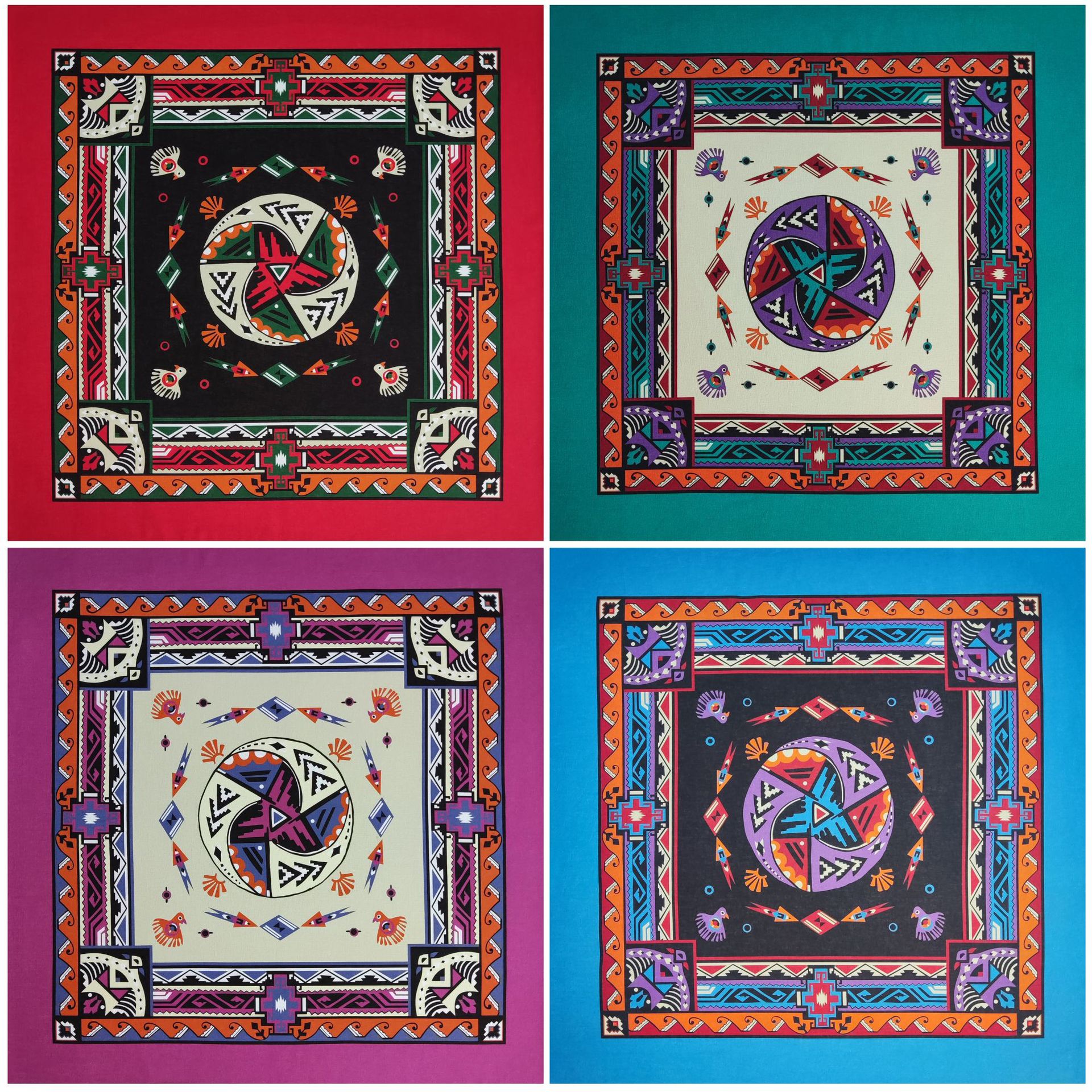 Pure cotton 55x55cm cartoon windmill digital print square scarf for street dance, sports, casual wear, headscarf, face scarf, neck scarf
