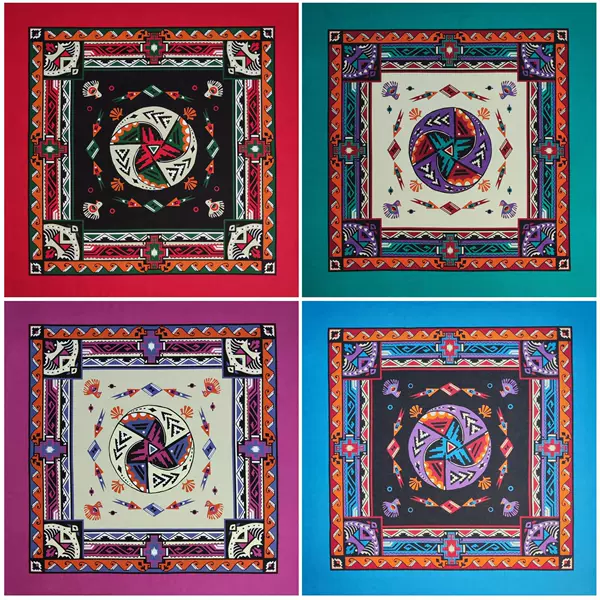 Pure cotton 55x55cm cartoon windmill digital print square scarf for street dance, sports, casual wear, headscarf, face scarf, neck scarf