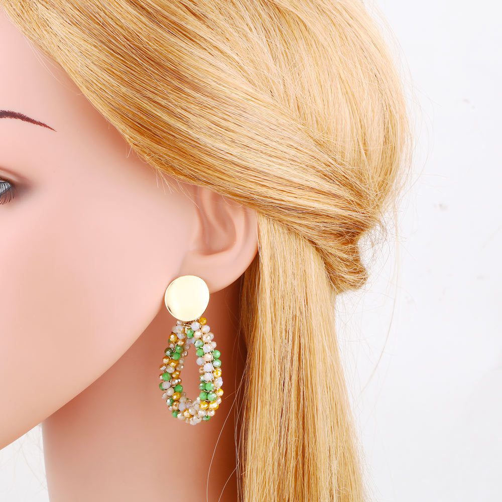 Retro Geometric Copper Beaded Drop Earrings 1 Pair