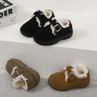 2024 winter new female children's fashion fleece-lined boken shoes Korean princess warm snow boots children's shoes wholesale
