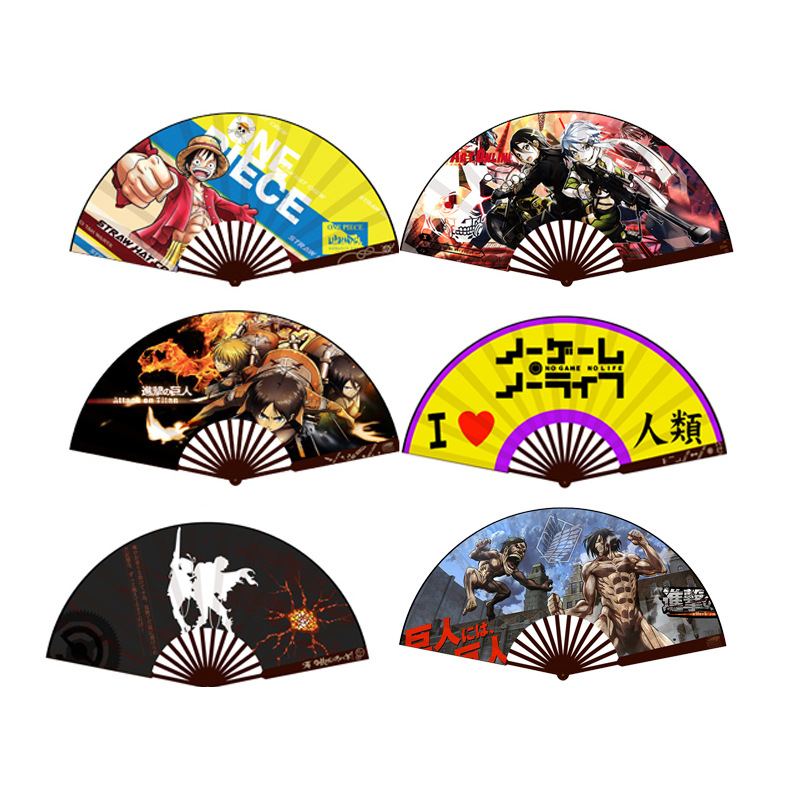 Anime folding fan Kaito City Swords One Piece characters Attack on Titan fan 8-inch carved folding fan