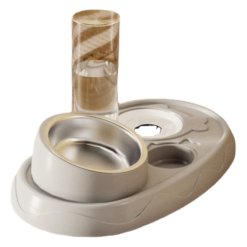 Transfronterizo nuevo pez pequeño estanque de loto gato tazón de acero inoxidable doble tazón de peluche perro tazón de fuente de alimentación para mascotas tazón de arroz suministros