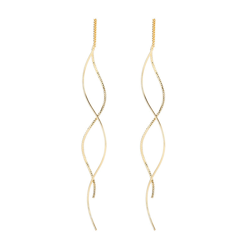 Wavy ear wire (gold-plated copper)