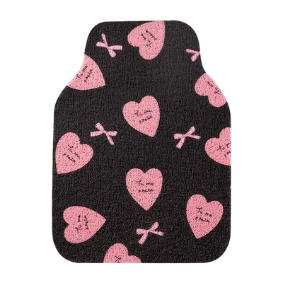 Avtomobil döşəmə paspasları: Loop Floor Mat Mud Scraper - pink-heart-black-silk-circle-5050cm-single-rear-row
