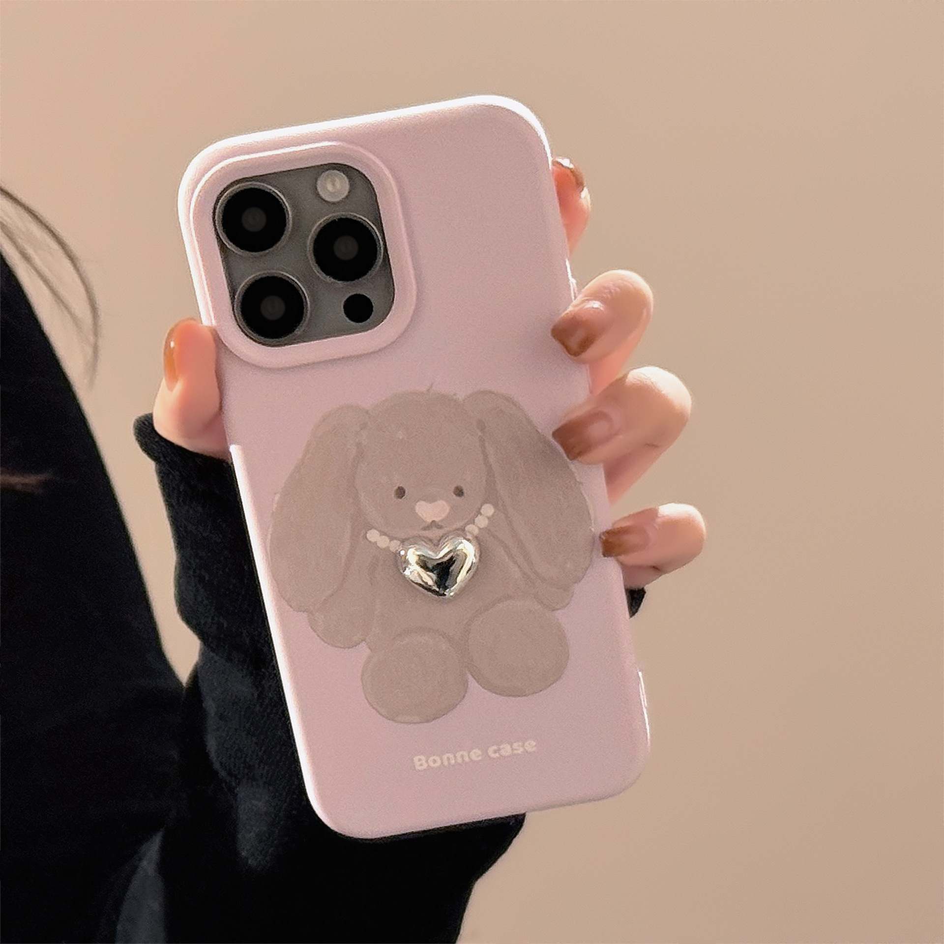 Protective Phone Case With Rabbit & Pearl Necklace For Iphone_voghion.com