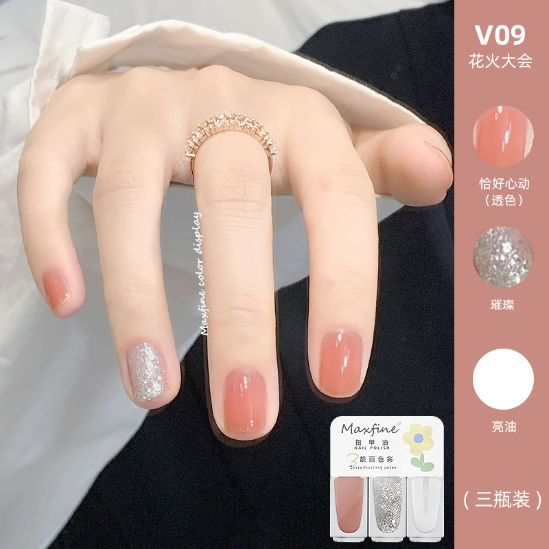 MAXFINE3 PCS combinación esmalte de uñas de secado rápido sin hornear trillizos pelable lagrimeo manicura 25 colores en stock al por mayor