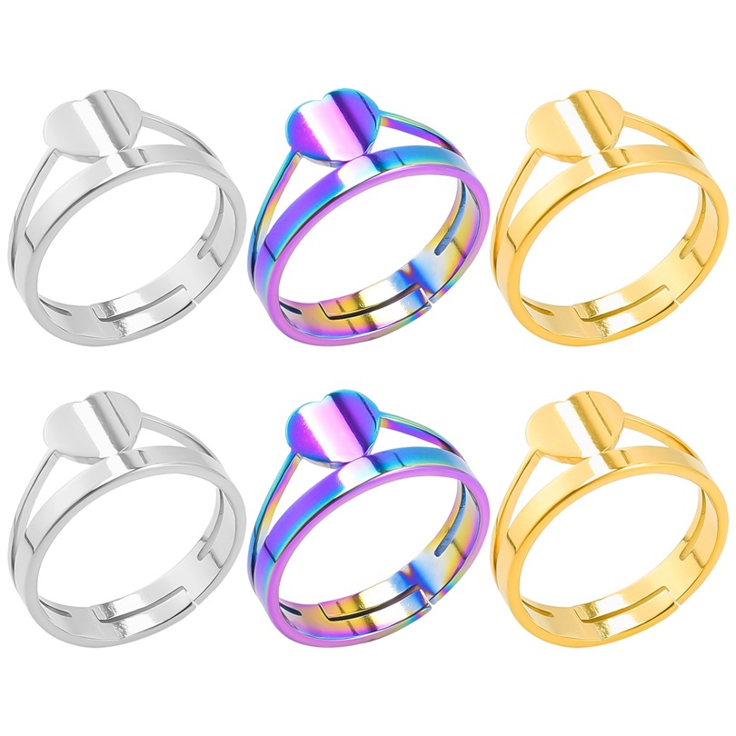 5g Weight PVD Coated Gold Plating Process PVD Coated Real Gold Plated 18K Gold Heart Shape 304 Stainless Steel Sweet Waterproof Non Tarnish Open Ring