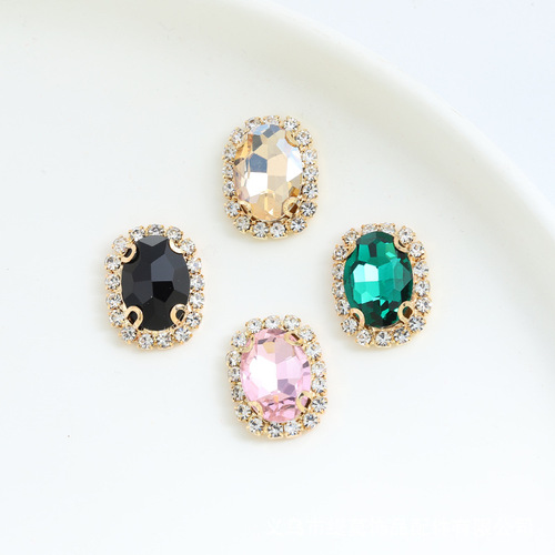 Japanese and Korean new style four-hole square diamond tray DIY jewelry accessories mobile phone beauty hole shoe buckle accessories 19*14