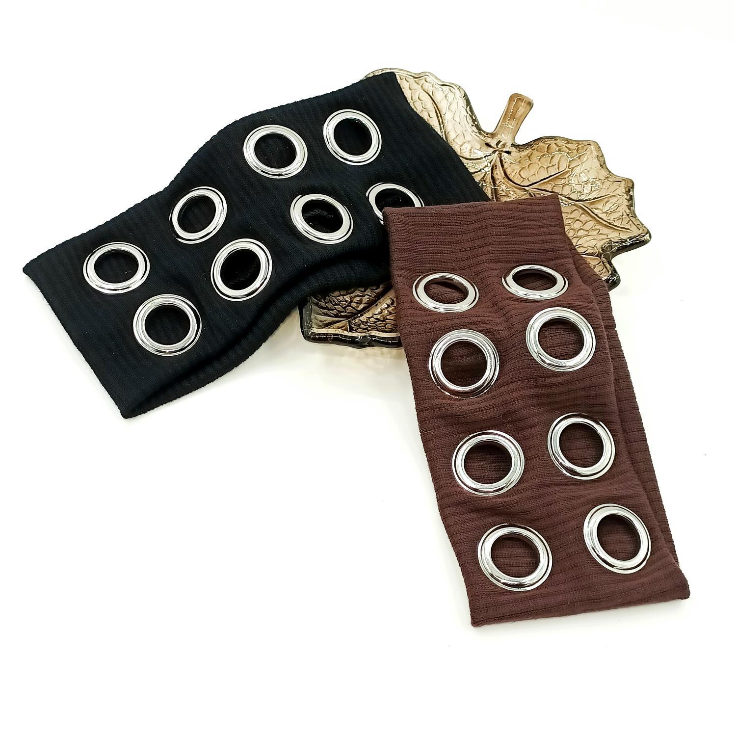 HW241201-20x8cm针织布+8气眼朋克风钉釦头带-