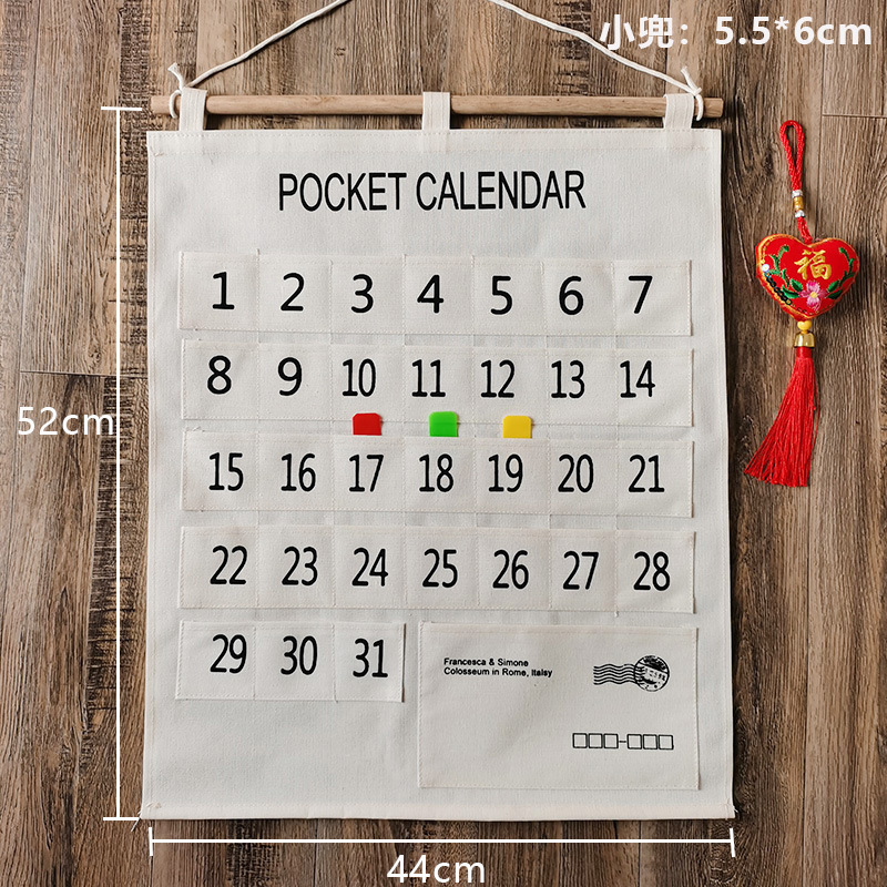 Fabric storage hanging bag canvas small pocket attendance clock-in registration 31 pockets health check card insertion name morning check bag