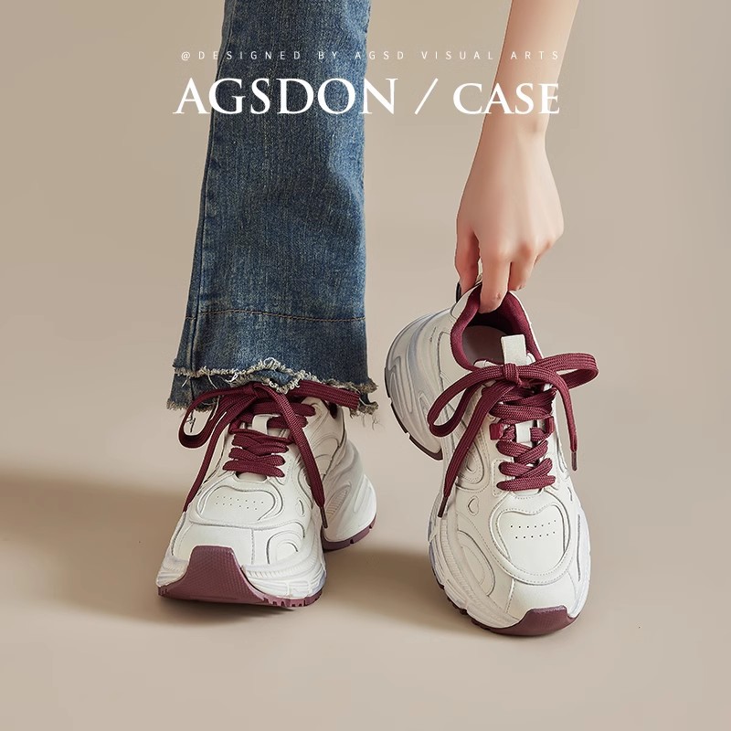 Augu Shi Deng zapatos de fondo grueso para padres y mujeres 2026 primavera nuevo ligero mostrando pies pequeños zapatos deportivos casuales zapatos para correr