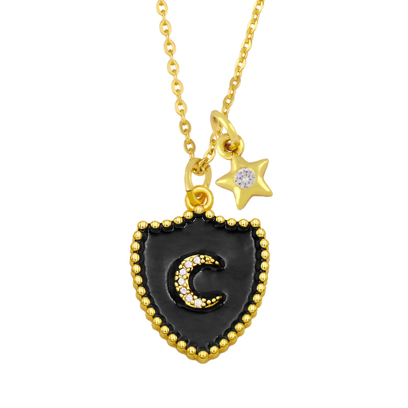 personality hiphop shield moon star pendant necklacepicture9