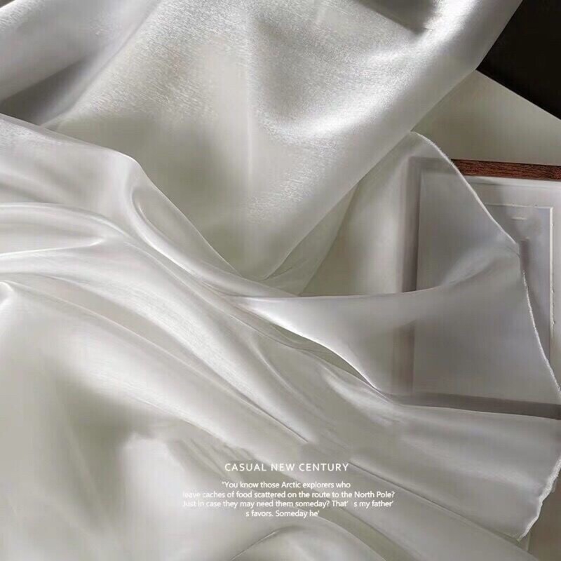 Pearlescent silk satin organza fabric smooth and elegant thick gloss wedding dress decorative design yarn DIY fabric
