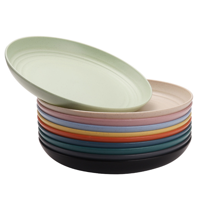 Wheat Straw Tableware, Round Fruit Plate, Creative Dinner Plate, Plastic Dish, Snack Plate, High Aesthetic Value, Suitable for Canteen and Home Use Wheat Straw Tableware, Round Fruit Plate, Creative Dinner Plate, Plastic Dish, Snack Plate, High Aesthetic Value, Suitable for Canteen and Home Use