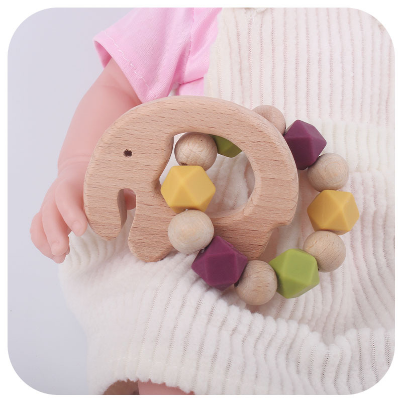 INS Amazon nuevo elefante bebé Beech teether pulsera bebé cuentas de silicona juguete dientes molienda palo